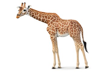 Naklejka premium Giraffe's Majestic Stance, African Wildlife Beauty, Tall Animal