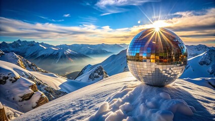 Sparkling Winter Peak: Disco Ball Reflects Majestic Mountain Panorama at 1745 Meters