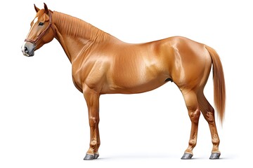 Obraz premium Chestnut Horse Stands Beautifully, Majestic Equine Pose, Elegant Animal Image