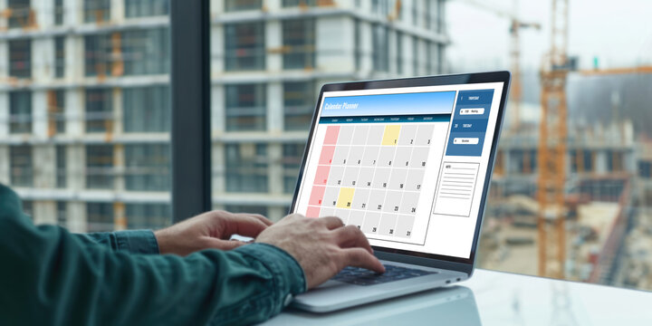Calendar on computer software application for brisk schedule planning for personal organizer and online business