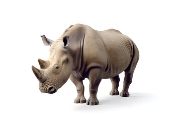 Fototapeta premium Rhino Stands Majestically, Powerful Creature of the African Savanna