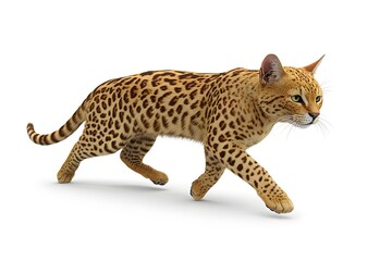 Obraz premium Wild Cat Gracefully Moves, Hunting Stealthily