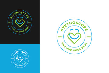 Stethoscope logo design with love icon for medical template vector illustration