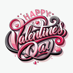 a unique 'Happy Valentine's Day' design with a blend of modern elegance and romantic charm. Incorporate a romantic heart element to enhance the festive feel.