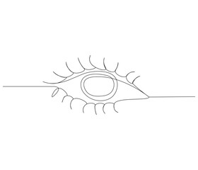 One continuous line drawing of human eye . Single line of human eye vector illustration