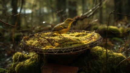 Mossy Bird Bath A Yellow Warbler's Rest