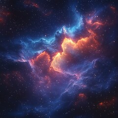Fototapeta premium Cosmic nebula, vibrant blue and orange hues.