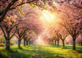 Naklejka premium Spring Blooms in Welsh Garden: Double Exposure Banner Image