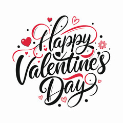 a unique 'Happy Valentine's Day' design with a blend of modern elegance and romantic charm. Incorporate a romantic heart element to enhance the festive feel.