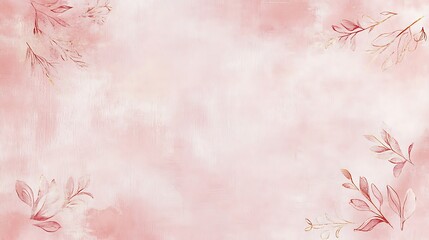 Delicate Pink Background with Gold Leaf Designs