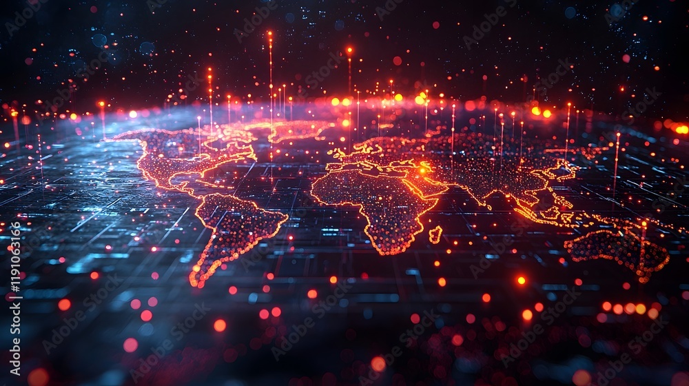 Poster global map tracing fraudulent transactions across multiple countries for fraud detection concept