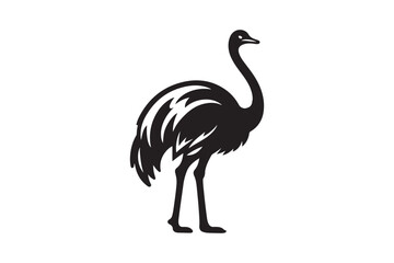 Minimal ostrich bird vector silhouette 