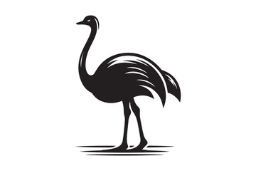 Minimal ostrich bird vector silhouette 