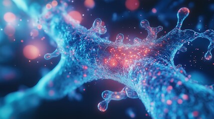 National Cardiopulmonary Day. Digital visualization of oxygen molecules flowing through translucent lung tissue