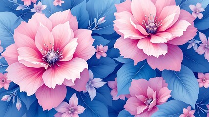 Seamless decorative fantasy purple flowers pattern