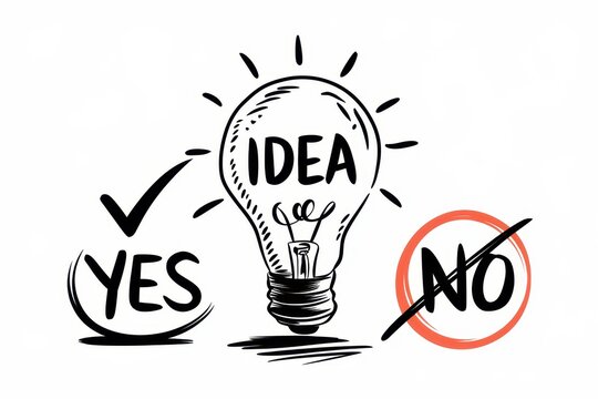 Lightbulb Idea Yes No Decision Making Concept