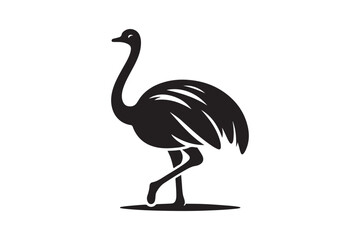 Minimal ostrich bird vector silhouette 
