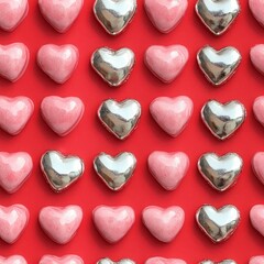 Obraz premium Vintage Inspired Chinese New Year Decorations Featuring Heart-Shaped Eggs and Silver Accents Perfect for Valentines Day Celebrations and Festive Occasions