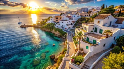 Naklejka premium Stunning Aerial View: Azure Coastline Terrace, Mediterranean Sea