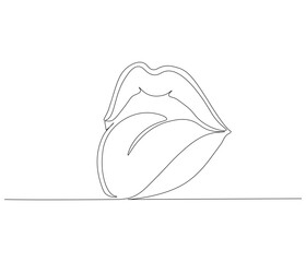 One continuous line drawing of human lips . Single line of human anatomy vector illustration