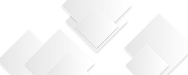 Modern and minimal concept white and gray abstract square pattern background. Elegant  geometric background with copy space template design for business, presentation, banner.