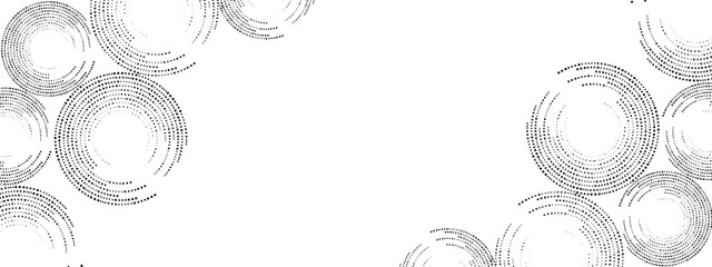 Grayscale abstract background of dots. Texture of random particles. Chaotic ornament, mosaic, circular pattern of small dots.  Design banners, posters, websites,social media frameworks. Vector 