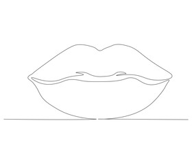 One continuous line drawing of human lips . Single line of human anatomy vector illustration