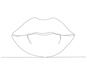 One continuous line drawing of human lips . Single line of human anatomy vector illustration