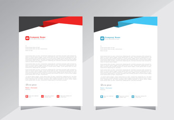 Obraz premium Colorful business letterhead template design. creative letterhead template design with red and blue color. A4 letterhead template design. modern letterhead design template. Vector eps 10