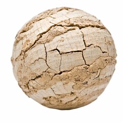 Naklejka premium A textured, cracked spherical object resembling a natural material, emphasizing its organic appearance and earthy tones.