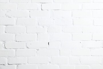 Obraz premium Clean white brick wall with horizontal pattern and visible mortar lines