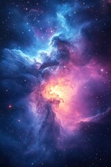 Obraz premium Cosmic nebula, vibrant colors, starry expanse.