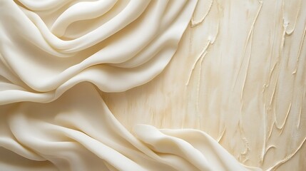 Obraz premium Creamy Draped Fabric on Textured Background