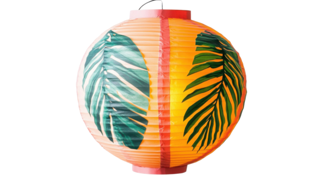 Tropical-themed paper lantern transparent background