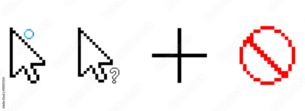 Poster cursor icon set, cursor pointers, cursor mouse icon set, computer mouse, 8-bit, pixel cursor icon se