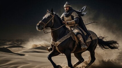 Naklejka premium knight riding horse