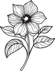 Simple flower vector illustration. Child-friendly simple flower outline for coloring.