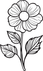 Simple flower vector illustration. Child-friendly simple flower outline for coloring.