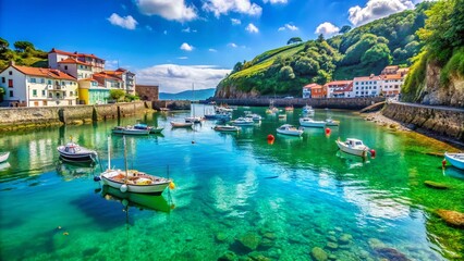 Obraz premium Sun-Drenched Mundaka Port: Crystal Clear Water in Spain