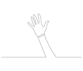 One continuous line drawing of human hand . Single line of human anatomy vector illustration