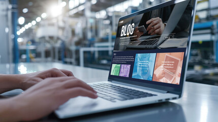 blogging concept, web blog Social Media Information network brisk. social media online content, freelance worker, working online, content creator, blogger, website, reading blog online on computer