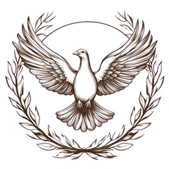 Obraz premium Dove Peace Symbol Laurel Wreath Graphic Design