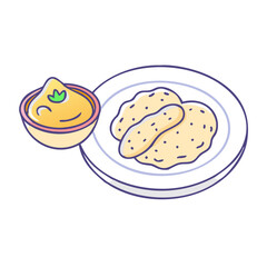 hummus and pita vector icon, hummus and pita vector illustration - simple illustration of hummus and pita, perfect for logos and iconshummus and pita 
