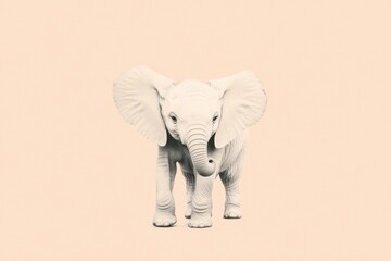 Fototapeta premium Adorable baby elephant on pale background