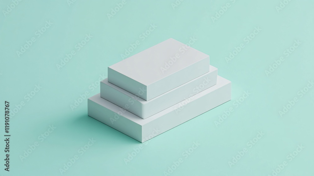 Aufkleber Three white rectangular cuboids forming a pyramid on a turquoise background