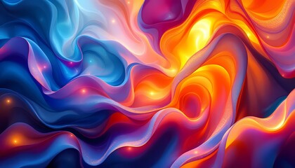 Abstract Fluid Art: Vibrant Blue and Orange Swirls