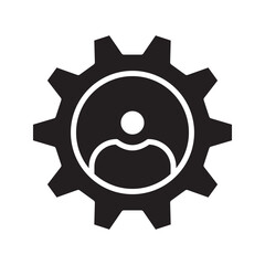 gear person avatar figure silhouette profile image vector icon logo
