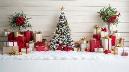 Cozy Christmas Scene with Gifts and Festive Decorations