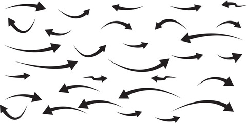 Arrows set. Curved arrows. Arrow sign. Flat style icons.