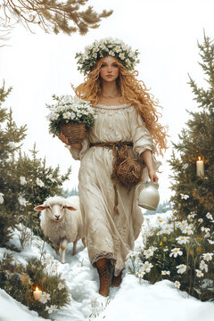 Spring Goddess Brigid. Pagan festival Imbolc
